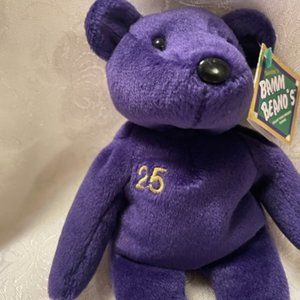 Salvino Bamm Beanos 1998 Mark McGwire 25 Purple Bean Plush w/acrylic round case.